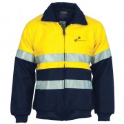 HiVis Two Tone Bluey Bomber Jacket with CSR R/Tape (Yellow/Navy) with purple logo